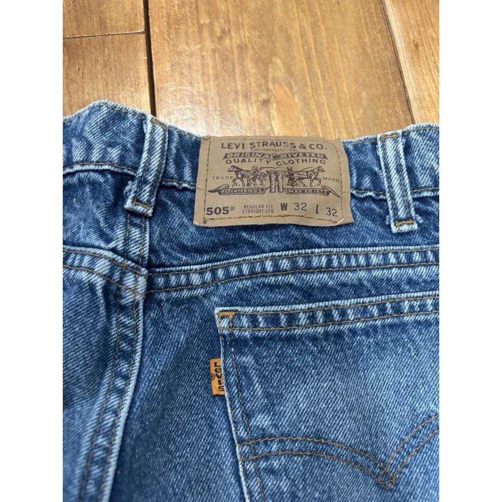 VTG 90'S Levi's 505  Jeans Men's W32 L32 Blue Denim orange TAB